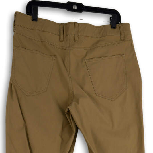 Mens Brown Flat Front Slash Pocket Straight Leg Chino Pants Size 34x34 image number 4