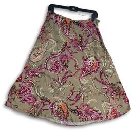 NWT Croft & Barrow Womens Beige Floral Side Zip A-Line Skirt Size 12