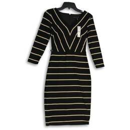 NWT White House Black Market Womens Black White Back Zip Sheath Dress Size 00