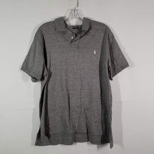 Mens Custom Fit Heather Collared Short Sleeve Polo Shirt Size Large image number 1