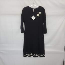 Hanna Anderson Black Combed Cotton Long Sleeve Midi Sheath Dress WM Size M NWT