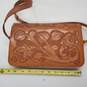 Hand Tooled Brown Leather Calla Lilly Crossbody Bag image number 6
