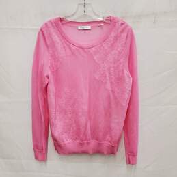 Sandro Paris WM's Pink Viscose Lace Top Scoop Neck Blouse Top Size 3