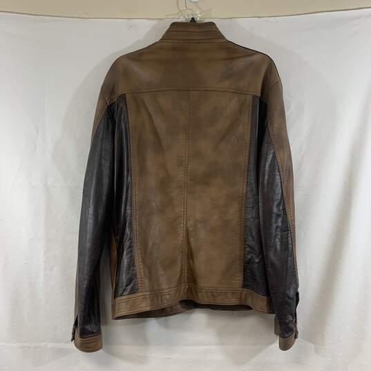 Men's Brown INC International Concepts Faux Leather Jacket, Sz. L image number 2