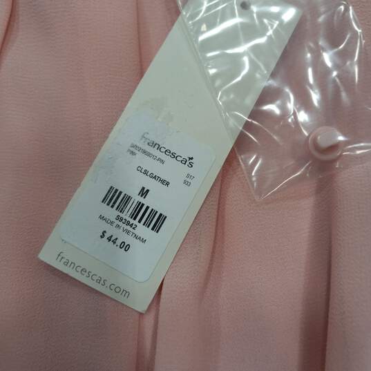 Francesca's Women's Lush Pink Sleeveless Gather Mini Dress Size M NWT image number 4