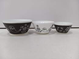3pc Set of Pyrex Vintage Charm Birds of A Feather Mixing Bowls