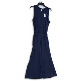 NWT Banana Republic Womens Navy Blue Round Neck Sleeveless Maxi Dress Size M