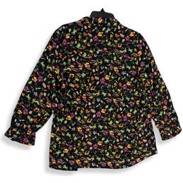 NWT Womens Black Floral Long Sleeve Collared Button-Up Shirt Size 12 alternative image