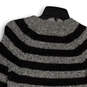 Womens Black Gray Stripped Long Sleeve Knitted Pullover Sweater Size S image number 4