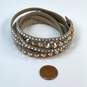 Designer Swarovski Slake Beige Dot Crystal Cut Leather Wrap Bracelet image number 3