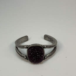 Designer Lucky Brand Silver-Tone Druzy Stone Antiqued Pewter Cuff Bracelet