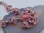 Vintage Bogoff Pink & Clear Icy Rhinestone Pendant Necklace & Horseshoe Brooch 42.7g image number 3
