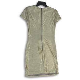 NWT Alice + Olivia Womens Metallic Silver Back Zip Bodycon Dress Size 6 alternative image