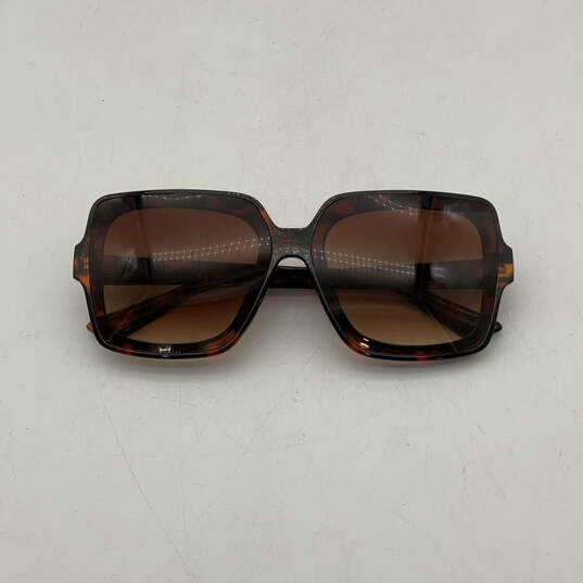 Womens Brown Black Tortoise Frame Full Rim Classic Square Sunglasses image number 1