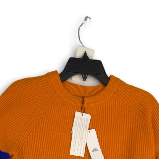 NWT Calvin Klein Jeans Womens Blue Orange Crew Neck Pullover Sweater Size S image number 3