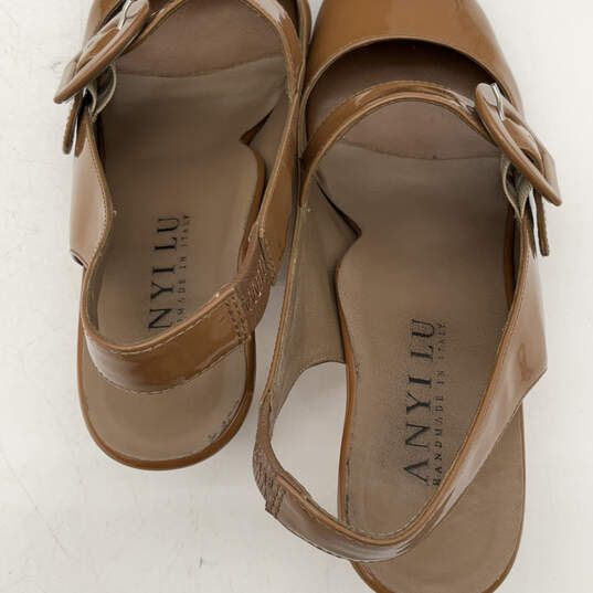 Womens TULIP Brown Stiletto Heel Buckle Slingback Sandals Size EUR 37.5 image number 6