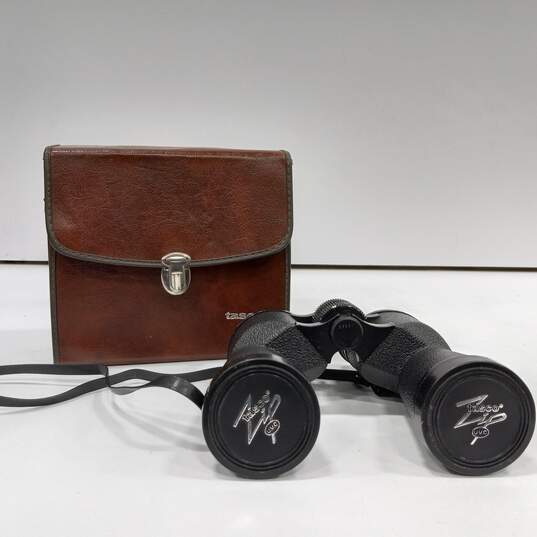 Vintage Tasco Zip Focus Fully Coated 10x50 Wide Angle Binoculars In Carrying Case image number 1