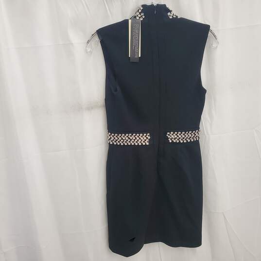Topshop Women's Black Embellished Crystal Choker V-Neck Stretch Dress Size 2 NWT image number 2