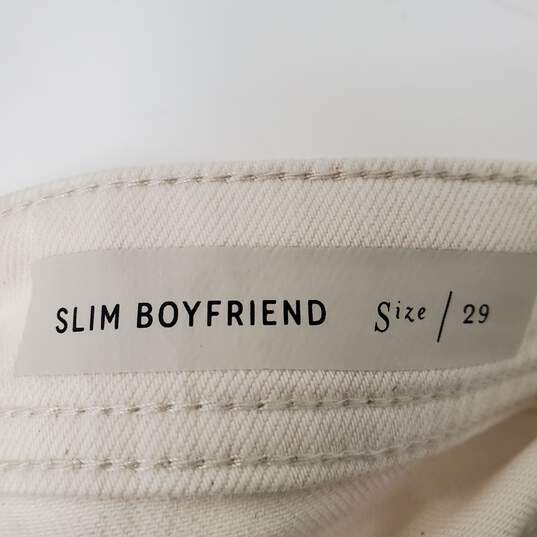 Pilcro The Letter Press WM's Slim Boyfriend Ivory & Blue Stripe denim Shorts Size 29 image number 4