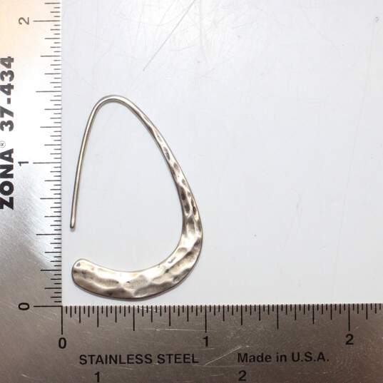 Artisan Signed Sterling Silver Hammered Hoop Earrings - 4.1g image number 6
