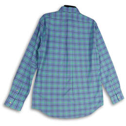 NWT Mens Blue Green Plaid Long Sleeve Collared Button-Up Shirt Size Medium alternative image