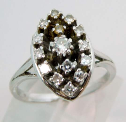 Vintage 14K White Gold 0.50 CTTW Diamond Cluster Ring 4.3g image number 1