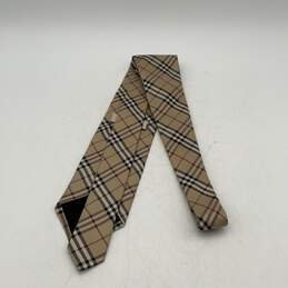 Burberry Mens Tan Plaid Adjustable Classic Pointed Neck Tie alternative image