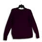 Womens Purple Knitted Round Neck Long Sleeve Pullover Sweater Size Small image number 2