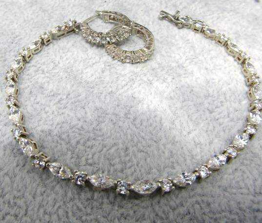 Matching Sterling Silver Bracelet And Earrings image number 3