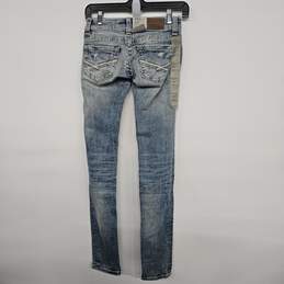BKE Blue Denim Distressed Super Low Rise Skinny Jeans alternative image