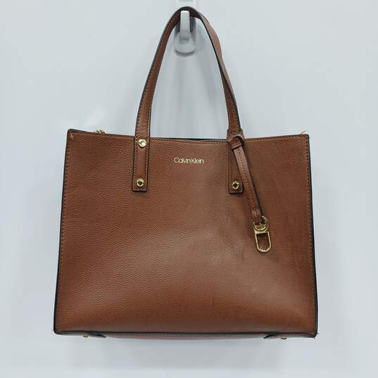 Buy the Women's Brown Leather Calvin Klein