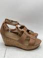 Womens Falco Brown Leather Open Toe Wedge Ankle Strap Sandals Size 8 M image number 1