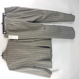 Travis Ayers Studio Women Grey Brown Multistripe 2 Piece Pants Suit Blazer Dress Pants L 12 NWT alternative image