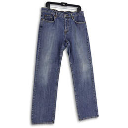 Womens Blue Denim Medium Wash 5-Pocket Design Straight Leg Jeans Size 34