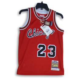 NWT Mitchell & Ness Mens Red NBA Chicago Bulls Jordan #23 Pullover Jersey 10/12