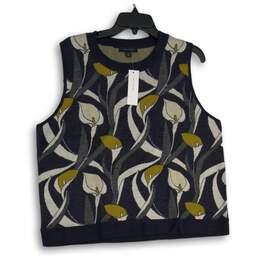 NWT Ann Taylor Womens Multicolor Floral Round Neck Sweater Vest Size XXL