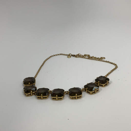 Designer J. Crew Gold-Tone Chain Black Stone Statement Necklace With Bag image number 2