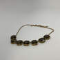 Designer J. Crew Gold-Tone Chain Black Stone Statement Necklace With Bag image number 2