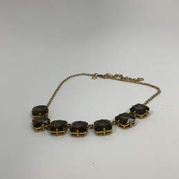 Designer J. Crew Gold-Tone Chain Black Stone Statement Necklace With Bag alternative image