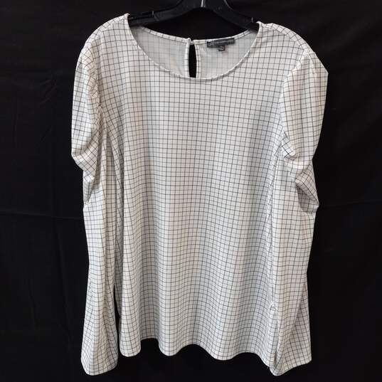 Adrianna Papell Women's Black & White Check Blouse Size XL image number 1