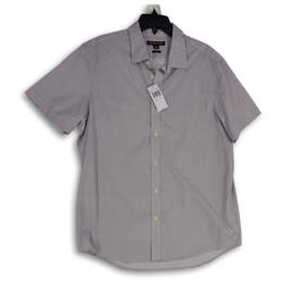 NWT Mens Red Blue Geometric Classic Fit Short Sleeve Button-Up Shirt Sz XL