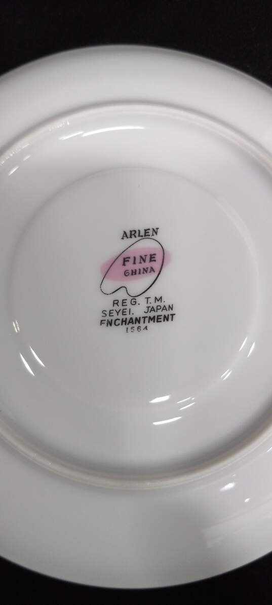 Set of 8 Assorted Arlen Fine China Rose Pattern Bowls & Saucers image number 3