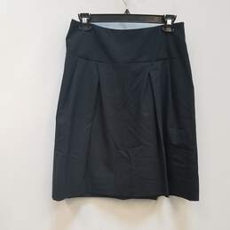 Womens Black Stretch High Rise Side Zip Knee Length Pleated Skirt Size 40