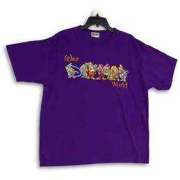 Walt Disney World Mens Purple Seven Dwarfs Crew Neck Pullover T-Shirt Size XL