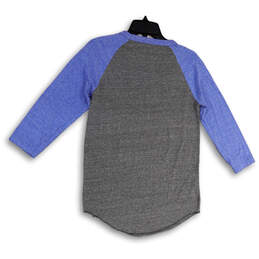 Womens Blue Gray Round Neck 3/4 Sleeve Pullover T-Shirt Size Small alternative image