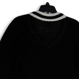 NWT Womens Black White Long Sleeve V-Neck Pullover Sweater Size Large alternative image