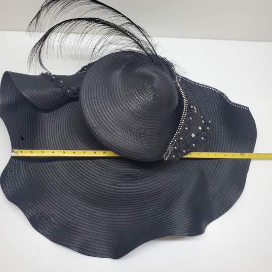 Elite Champagne Sunday Kentucky Derby Fascinator Hat In Black w/Bow Feathers image number 5