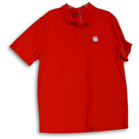 Nike Mens Orange Short Sleeve Spread Collar Golf Polo Shirt Size XL image number 1