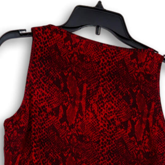 Womens Red Snake Print Sleeveless Scoop Neck Wide Strap Tank Top Size S image number 4