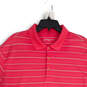 Mens Pink Stripe Short Sleeve Spread Collar Golf Polo Shirt Size XL image number 3
